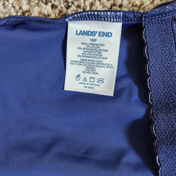 NWT Lands End Womens One Piece Bathing Suit 16P Blue Lycra Xtra Life New - Picture 5 of 5